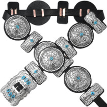 Sleeping Beauty Turquoise Silver Concho Belt 20173